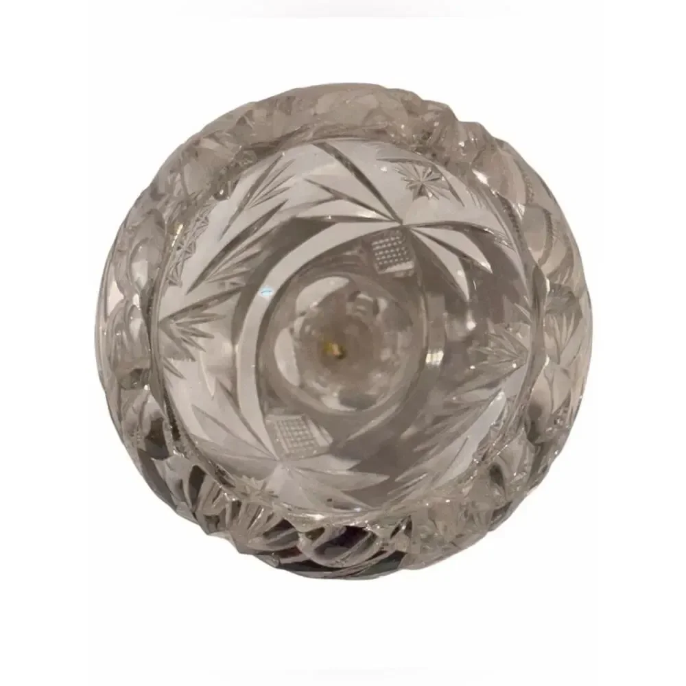 Antique ABP American Brilliant Cut Glass Chalice Bud Vase Tulip Hobstar Fan 8